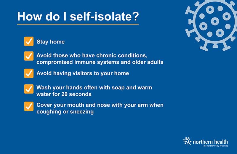 A graphic outlines how to self-isolate.