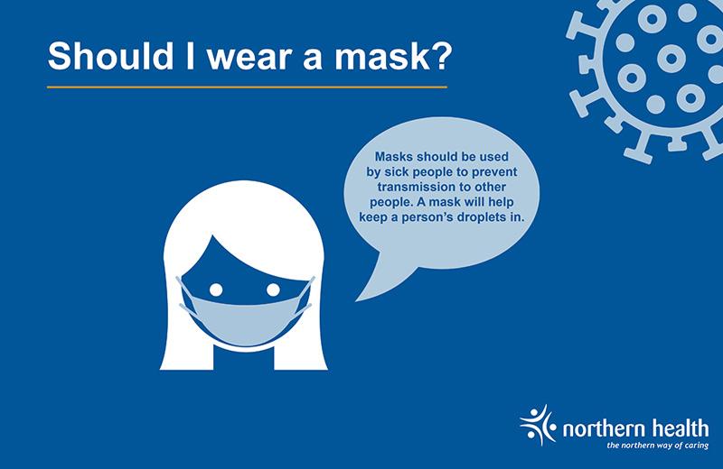 A graphic of a woman wearing a mask with text about masking.