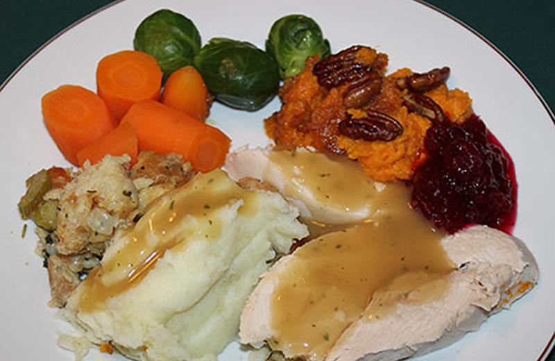 Thanksgiving dinner on white plate