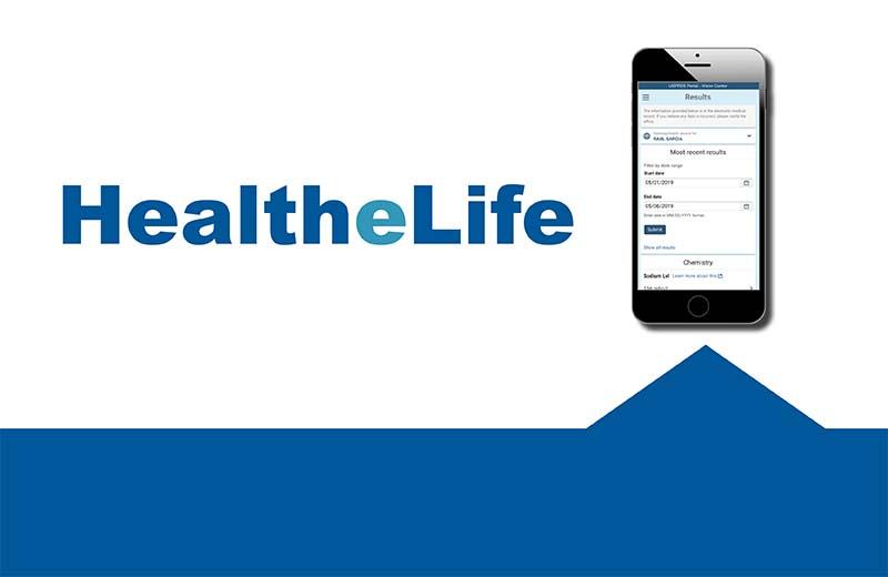 A graphic promotes the health-E-life application.