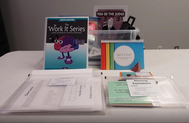 Resources on display show contents of Cognitive Care Kit