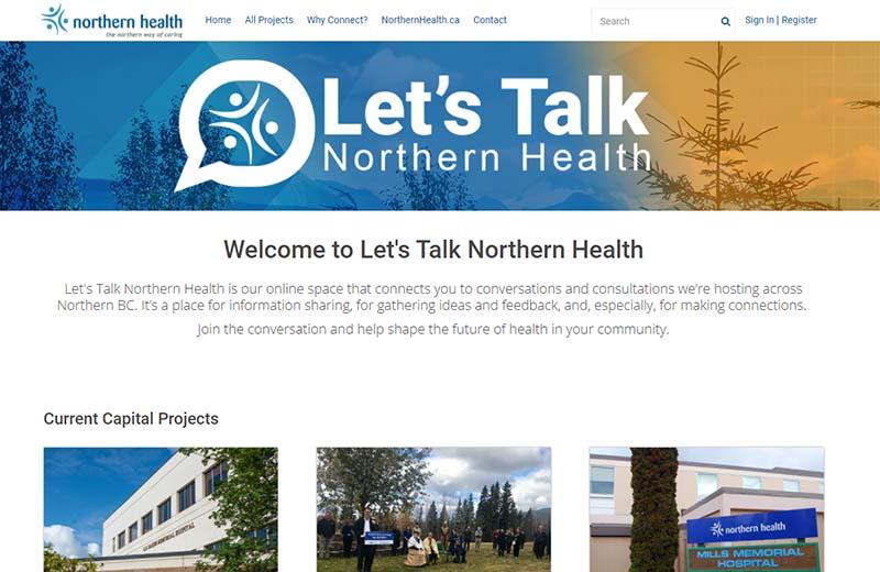 Screen shot of the home page of the Lets talk website