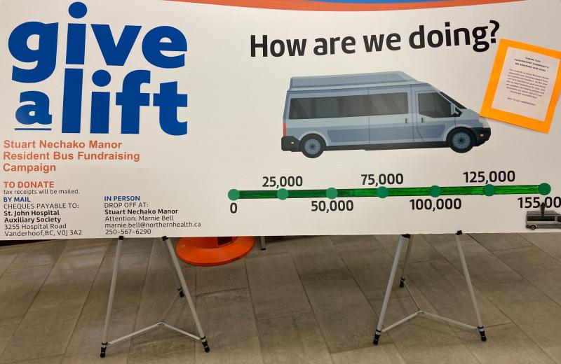The Give A Lift fundraiser donations tracking board. 