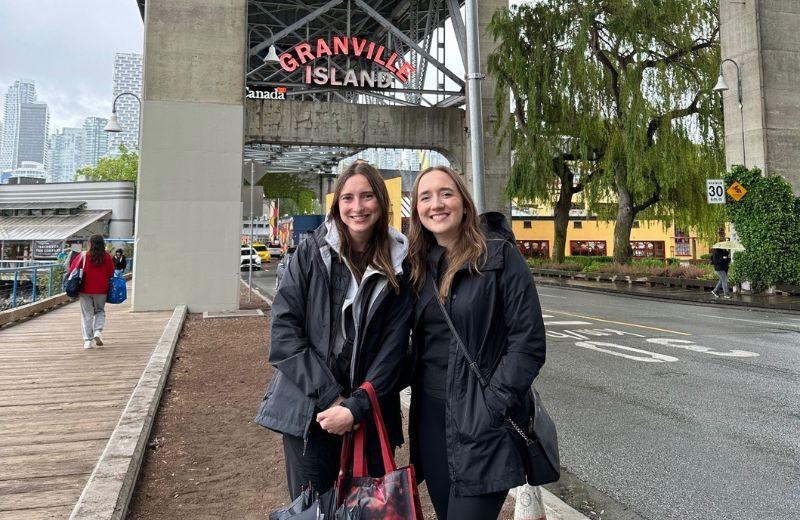 Micaela Stevenson and Ashleigh Strydom soak up the charm of Granville Island, Vancouver.