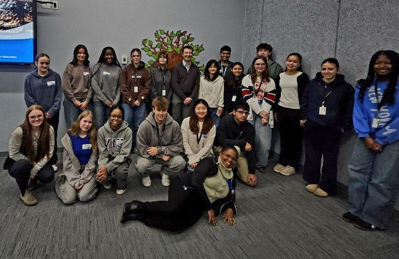 The SEED program cohort students posing with Northern Health President & CEO Ciro Panessa. 