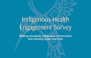 A graphic with a hummingbird in teal with the text Indigenous Engagement Survey