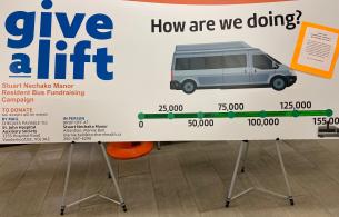 The Give A Lift fundraiser donations tracking board. 
