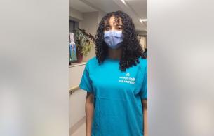 Kali, during a volunteer shift at Peace Villa