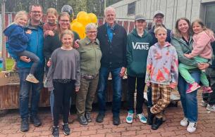 Cor van der Meulen (centre), with his wife, three sons, and their families, celebrated his retirement from Northern Health in April 2024. 