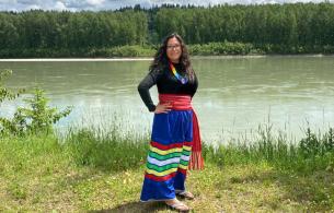 Melissa standing next to the Fraser River.
